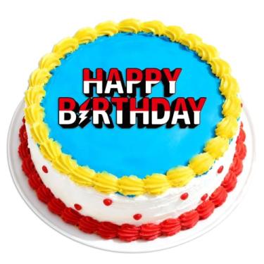 Imagem de Topo Bolo Feliz Aniversário Desenho Animado, Topo Bolo Aniversário Tema Desenho Animado Vermelho e Branco para Crianças Meninos Meninas Lembrancinhas Artigos Decoração para Festas Temáticas