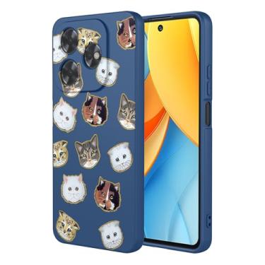 Imagem de HTXWXJC Capa de telefone para ZTE Axon 60 Lite, à prova de choque flexível bumper TPU capa macia padrão gato capa de telefone para ZTE Axon 60 Lite Blue Cat