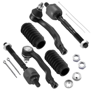 Imagem de SYKRSS 6 peças EV367 ES3331 ES3332 Kit de terminais de direção dianteiros internos/externos com bota de direção compatível com Honda Civic 1996-2000, compatível com Acura EL 1997-2000