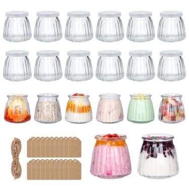 Imagem de Jaisie.W Frascos de vidro de 118 ml com tampas, pacote com 20, frascos de vidro pequenos vazios com tampas de 113 g com etiquetas e barbante, potes de iogurte/pudim para geleia, mousse (4 ml, conjunto