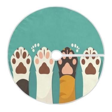 Imagem de Blueangle Saia de árvore de Natal fofa com patas de gato de 120 cm - poliéster macio e resistente a rugas, decoração de férias para festas de Natal, árvore festiva e decoração de casa (68)