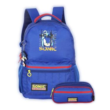Imagem de Kit Mochila Sonic Costas E Estojo Kids Escolar Meninos Azul