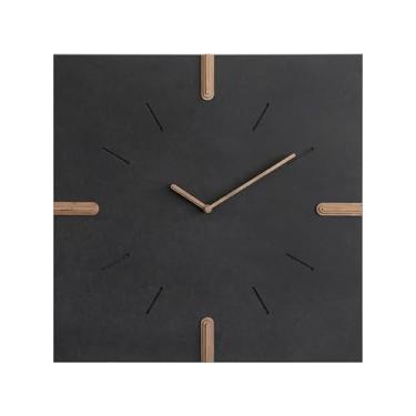 Imagem de Relógio de parede Relógio de parede minimalista, silencioso, alimentado por bateria, alta compatibilidade para decoração de casa(Large Black Square)