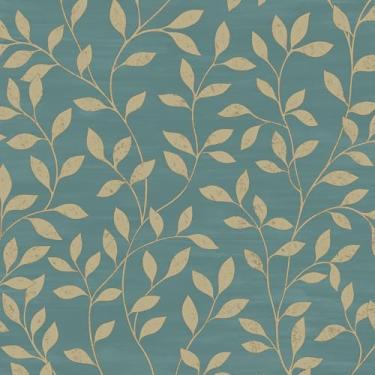 Imagem de Mounting UP Papel de parede autoadesivo de vinil removível verde escuro dourado folha dourada para mesa, armários de cozinha, banheiro, decoração de quarto 43,9 cm x 299,7 cm SM-141-3