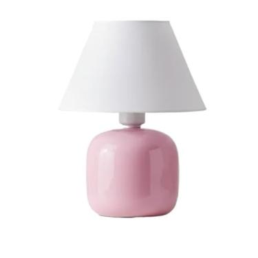 Imagem de Abajur Luminaria Ceramica Porcelana Bivolt Com Cupula para Decoração Quarto Escritorio Sala Infantil Adulto(Rosa Claro)