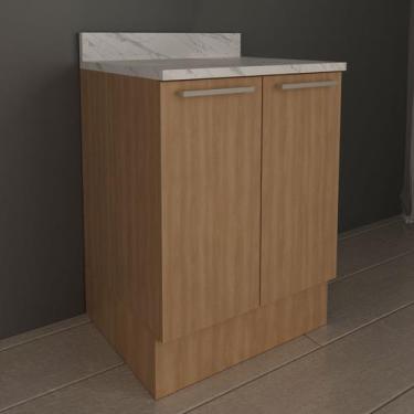 Imagem de Armário de Cozinha Balcão 60cm com Tampo e Rodapé Manu Tecnomobili - T