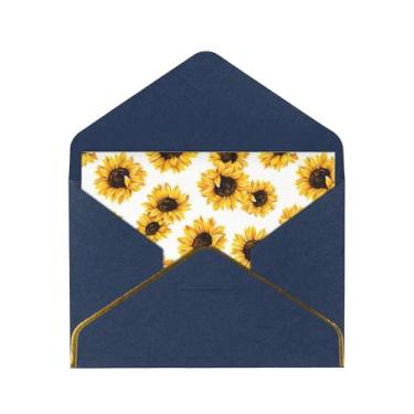 Imagem de SKKNT Cartões comemorativos com estampa de girassol para todas as ocasiões, convites de festa de aniversário de casamento, 12,7 x 15,2 cm