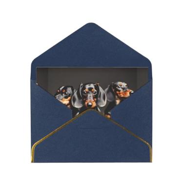 Imagem de SKKNT Três cartões de felicitações impressos dachshunds para todas as ocasiões, convites de festa de aniversário de casamento, 12,7 x 15,2 cm