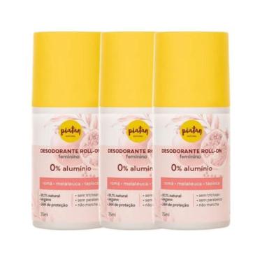 Imagem de Kit 3 Desodorantes Roll-On Feminino Piatan Natural 75ml