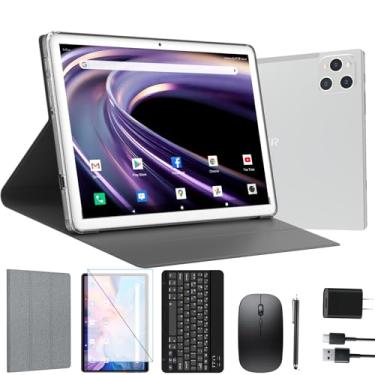 Imagem de Tablet, tablet Android de 10 polegadas com 128 GB de ROM, 16 GB de RAM (até 2 TB), processador Octa-Core, tablet WiFi 5G, com capa para teclado e mouse, câmera de 13 MP + 8 MP, bateria IPS Touchscreen