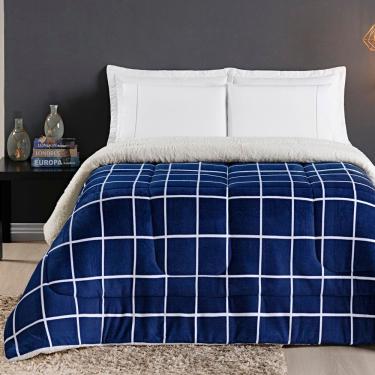 Imagem de Coberdrom Sherpa e Flannel Austin Queen Manta 150g 01 Peça - Marinho