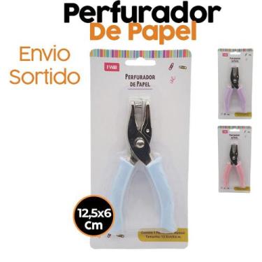 Imagem de Perfurador Alicate Papel EVA Fichário 1 Furo Sortido 6mm - NoBrand