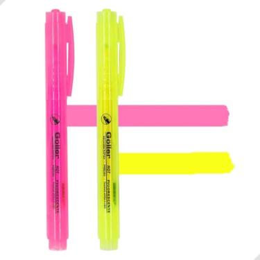 Imagem de Kit 6 Marca Texto Neon Caneta Marcador Fluorescente para Estudo e Escritório Secagem Rápida e Cores Vibrantes | Papelaria Fofa, Divertida Criativa Material Escolar Volta as Aulas, Rosa e Amarelo