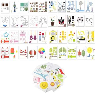 Imagem de Moldes de papel para impressora 3D, estênceis de papel para caneta de impressão 3D, modelo de desenho de impressora 3D, 40 padrões reutilizáveis, modelo de grafite de pintura colorida com placa