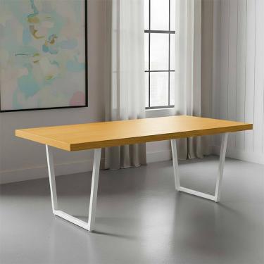 Imagem de Mesa Industrial para Área Gourmet Madeira Maciça Lanna com Ferragem 1,20m Branco