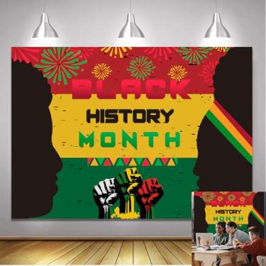 Imagem de Mês da História Negra Backdrrop 2,8 x 1,5 m Afro-Americana Mês História Negra Banner Decoração Banner Festival Eventos Festas Celerbation Fundo de Fotografia Interior Exterior Adereços de Decoração