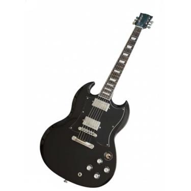 Imagem de Solid Mahogany Electric Guitar Rosewood Fretboard Dual Humbuckers Black Double Cutaway for Rock