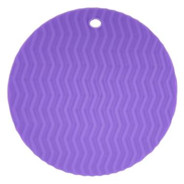 Imagem de Tapete de silicone para micro-ondas 17 x 17 cm resistente ao calor protetor de cozinha quadrado antiderrapante para pratos, tigelas e cozinhar roxo
