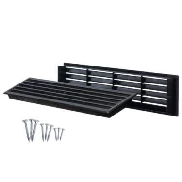 Imagem de ABOUT VENT Tampa de ventilação de porta de 45 x 10 cm com parafusos - Capas de ventilação de porta interna preta - Grade de ventilação de plástico de dois lados - Aberturas de porta para portas