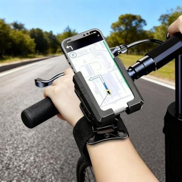 Imagem de Suporte de telefone de pulso preto para estilos de vida ativos - Braçadeira ajustável e segura para corrida e academia conforto o dia todo para telefone ajustável