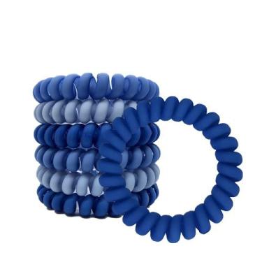 Imagem de Laços de cabelo em espiral ZHOUMEIWENSP, plástico azul fosco, 6 unidad