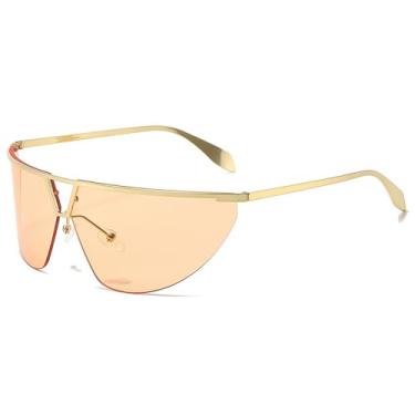 Imagem de Óculos de Sol UV400 - Tamanho Grande, Sem Aro, Degradê, Estilo Punk, para Homens e Mulheres, Esportivos, ao Ar Livre, Corrida, Ciclismo, Cor Champagne