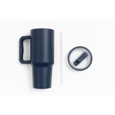 Imagem de Copo Térmico 1200Ml Gigante Premium com Alça e Tampa Antivazamento | Aço Inox Dupla Camada | MANTÉM GELADO E QUENTE | Caneca Isolada Grande para Academia, Viagem, Carro e Escritório(AZUL MARINHO)