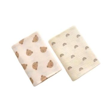 Imagem de Cobertores De Algodão Muslin Para Bebês 2 Peças Envoltório Para Recém-