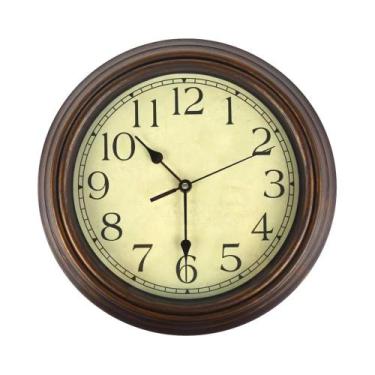 Imagem de Relógio De Parede Redondo Vintage Em Ouro Antigo Imitando Cor De Madei