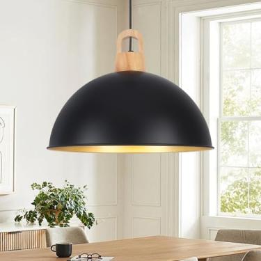 Imagem de Generies Luminárias Pendentes De 18'' Para Ilha Cozinha, Lustre Grande Com Cúpula, Luz Preta, Luminária Industrial, Vintage, Estilo Fazenda, Suspensa, Sala Jantar E Estar