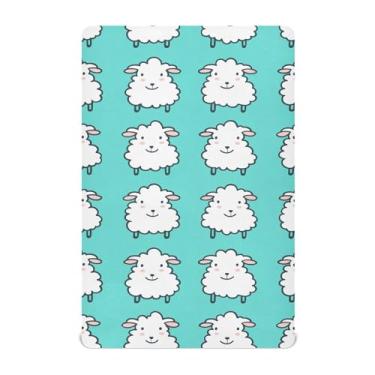 Imagem de Wassud Jogo de lençol com elástico para berço de ovelha com desenho fofo para meninos e meninas, respirável, neutro, 68 x 99 cm