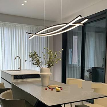 Imagem de Luminária pendente LED regulável para mesa de jantar, sala de estar, cozinha, lustre moderno com altura ajustável, luminária para escritório e cozinha (preta, 120 cm de comprimento)