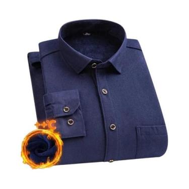 Imagem de Camisa Masculina plus Size De Manga Longa Quente E Grossa 7XL 8XL, Fle