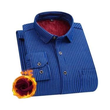 Imagem de Camisa Masculina plus Size De Manga Longa Quente E Grossa 7XL 8XL, Fle