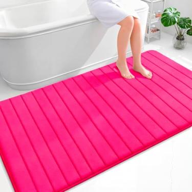 Imagem de OLANLY Tapete de banho listrado de espuma viscoelástica 177 x 116, tapetes de banheiro absorventes super macios, secagem rápida, tapetes de chuveiro laváveis na máquina, tapete de banho, acessórios de
