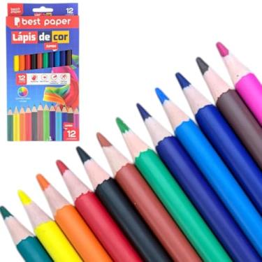 Imagem de Lápis de Cor Jumbo, 12 Cores Vibrantes, Tamanho Grande, Escolar Infantil grosso