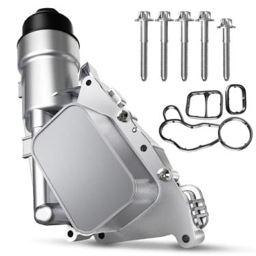 Imagem de Refrigerador de óleo de motor de alumínio compatível com BMW 218i 220i i8 série 2 MINI COOPER, substitui 11428585235 11428511391 adaptador de caixa de filtro de óleo com sensores e juntas