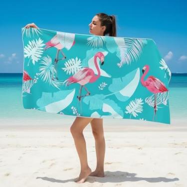 Imagem de LOMYSOALI Toalha magnética, fibra UItra-Fine secagem rápida magnética praia, piscina, toalha de esportes ao ar livre, 78 x 182 cm (flamingo)