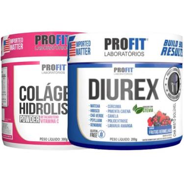 Imagem de Colágeno Hidrolisado Com Vitamina C 300g + Diurex 200g - Profit, Fruta