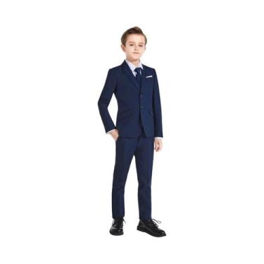 Imagem de Ternos formais coloridos para meninos, 5 peças, slim fit, conjunto de 