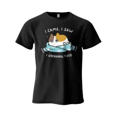 Imagem de Camiseta Gráfica Oversized Com Estampa De Gato Humorística Para Homens