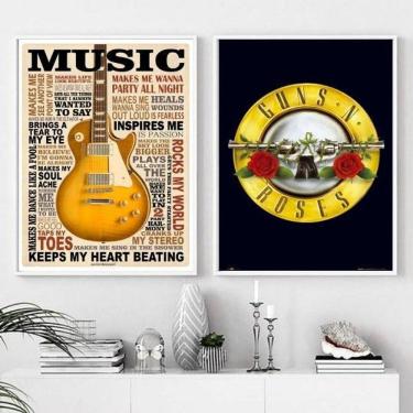 Imagem de Kit 2 Quadros Music Life - Guns `N` Roses 45X34Cm