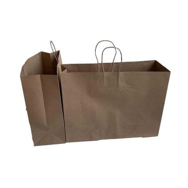 Imagem de Sacolas Papel Kraft 150G 40X13X30Cm Alça Papel Pacote Com 50