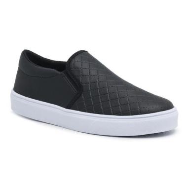 Imagem de Tênis Slip On Feminino Conforto Sem Cadarço - Bono Rock, Preto, 34