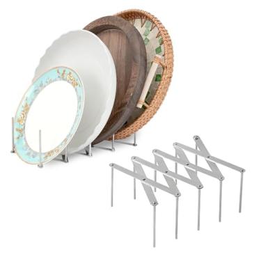 Imagem de Organizador de cozinha ajustável expansível, suporte de panela com tampa de placa de aço inoxidável para armazenamento de armário e vapor, escorredor de pratos com economia de espaço, 1 pacote