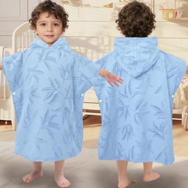 Imagem de Toalhas infantis com capuz, grandes (2 a 4 anos, 56 x 56 cm) feitas de 100% algodão macio, toalha poncho com capuz absorvente para bebês meninos, perfeita para piscina | natação | banho | praia