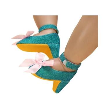 Imagem de Sapatos De Salto Alto Para Bebê Menina 10CM 10.5CM Com Laço De Princes
