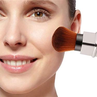 Imagem de Dioche Pincel de Maquiagem Retrátil Profissional de Fibra de Escova Cosmética de lã de Nylon para Creme Corretivo Em pó Compacto Leve e Compacto de 8,1 Cm para Viagens (Prata)