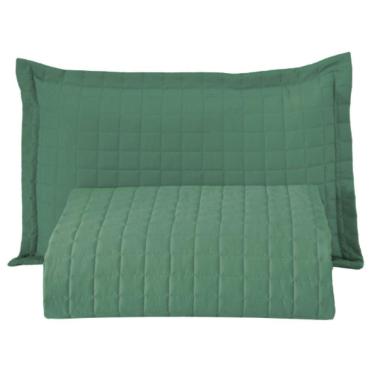 Imagem de Kit Cobre Leito Colcha Monaco Solteiro Dupla Face 2 Peças Verde 100% Poliéster