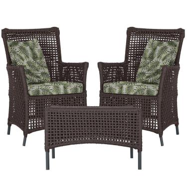 Imagem de 2 Poltronas 1 Mesa Igapó Em Alumínio Preta Corda Náutica E5 Marrom